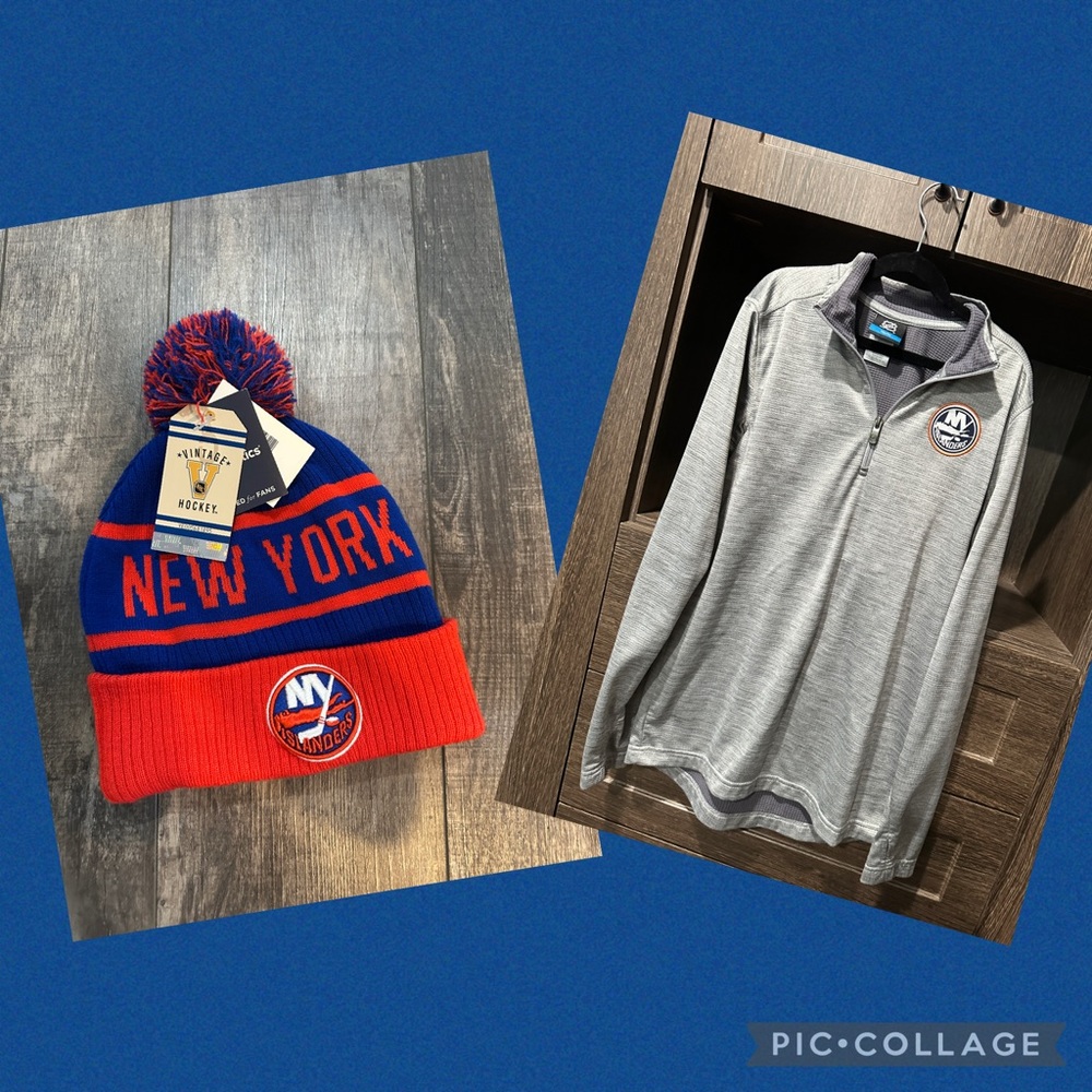 NY Islanders Boys Bundle Hat NWT 1/4 Zip size Youth XL